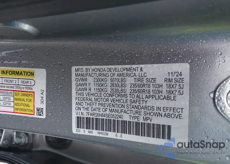 2025 Honda Cr-V Hybrid Sport-L z USA, uszkodzony, nr VIN 7FARS6H84SE052240